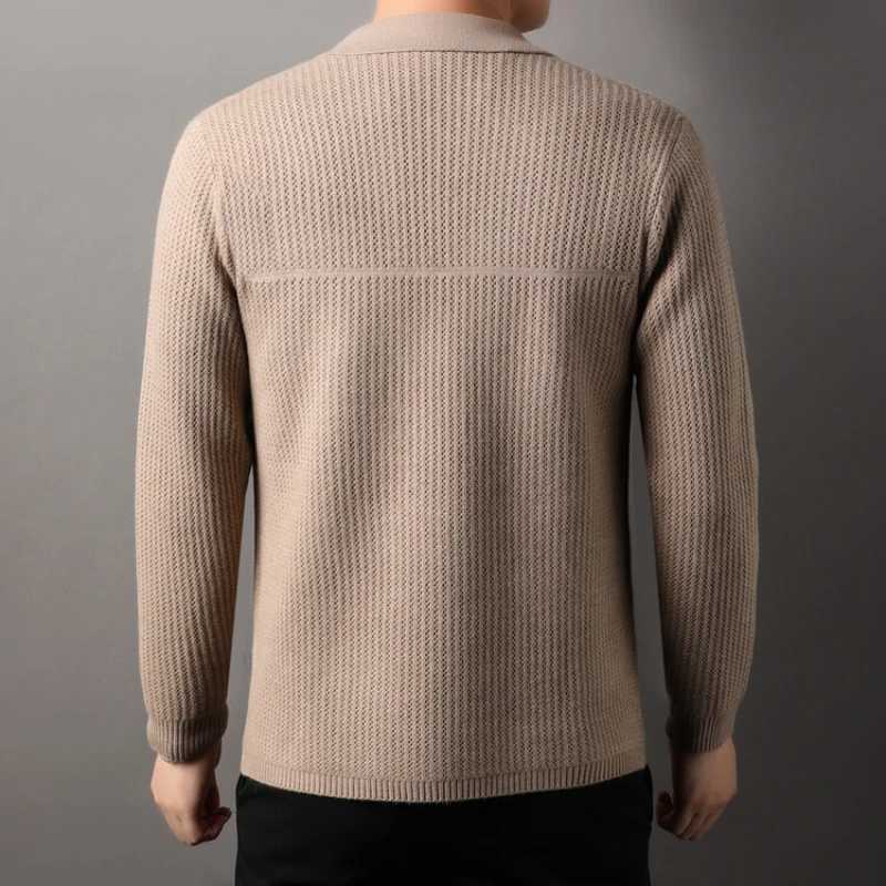 Color New Autumn Men's Solid Long Slve Cardigan Daily Commuter Casual Sweater Fashionable Hollow Out Lapel Cardigan. M261016