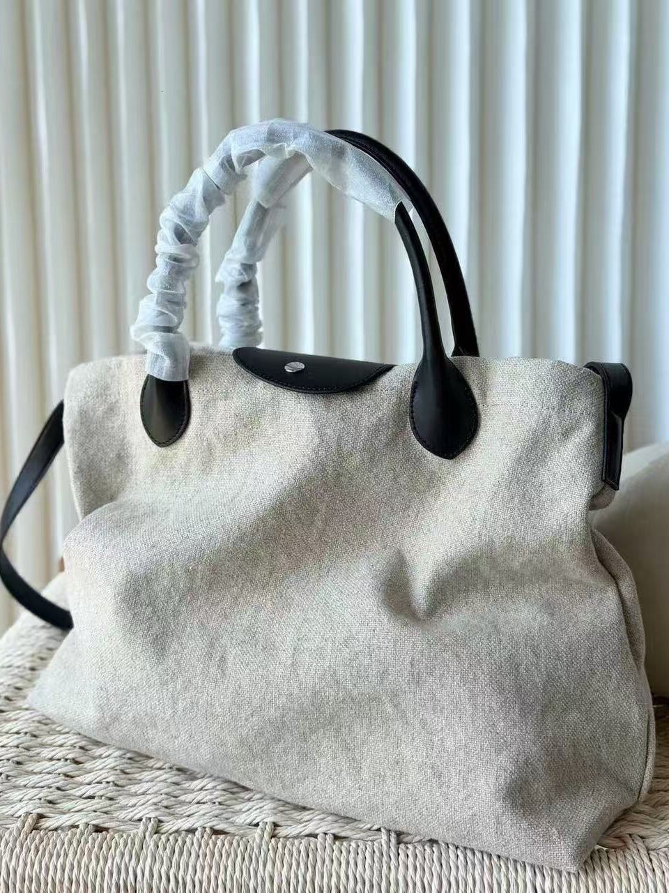 Large-capacity linen tote casual and relaxed style shoulder simple commuter crossbody bag, vintage handbag