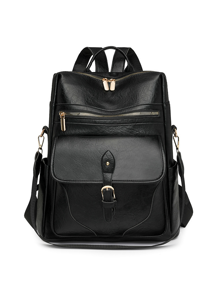Cross-border vintage women's new model, high-end PU soft leather large-capacity business commuter travel backpack GLAMOR