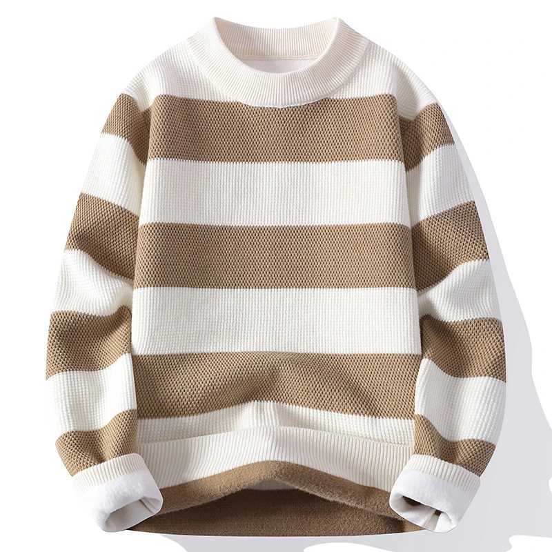 Knit Men Striped Pattern Casual Pullovers 2026 Winter Fashion Sweater Mens Thick Warm Loose Sweaters O-Neck Men's Top Clothing M261016