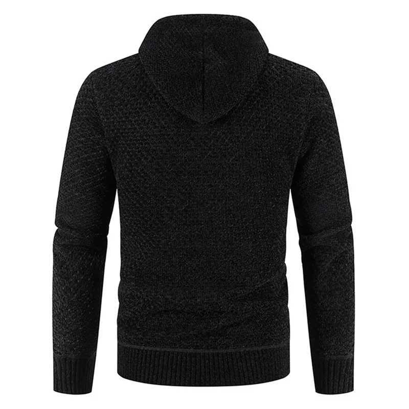 Quty Winter Men Cardigan High Sweater Thick Warm Hooded Casual Sweatercoat Mens Solid Zipper Knitted Cardigan Sweaters Men M261016