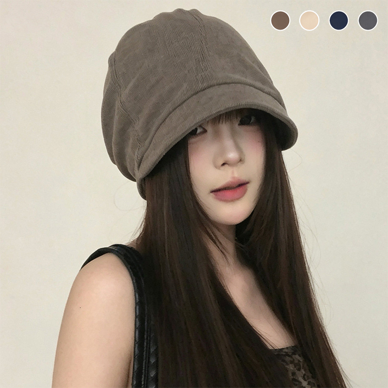 Korean Style Slouchy Visor Beanie with Brim for Women Soft Knit Oversized Bucket Face Slimming Casual Winter Cold Hat J260511