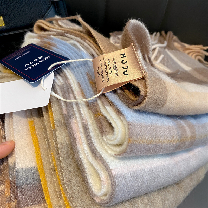 Melard Luxury goods 100% Australian Pure Wool Plaid Scarf Winter Versatile Warm Couple Neck designer Warmer Student Gift