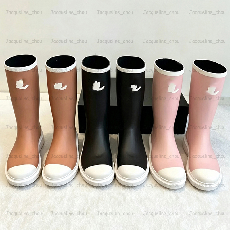 Designer Rainboots Women Designer Rubber Boot Knee High Classic Waterproof Rain Boots Long Fashion Water Shoes Outdoor Footwear Cowboy Booties Non-S