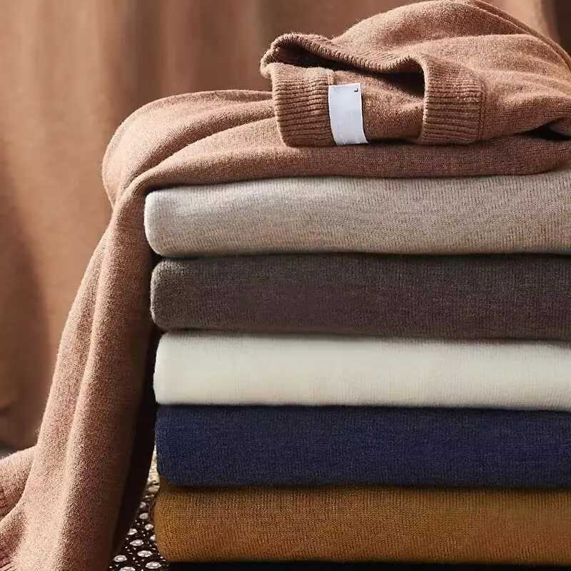men's round neck solid Sweater color inner layer base sweater new 2025 autumn warm top sweater knitwear multi color selection M261016