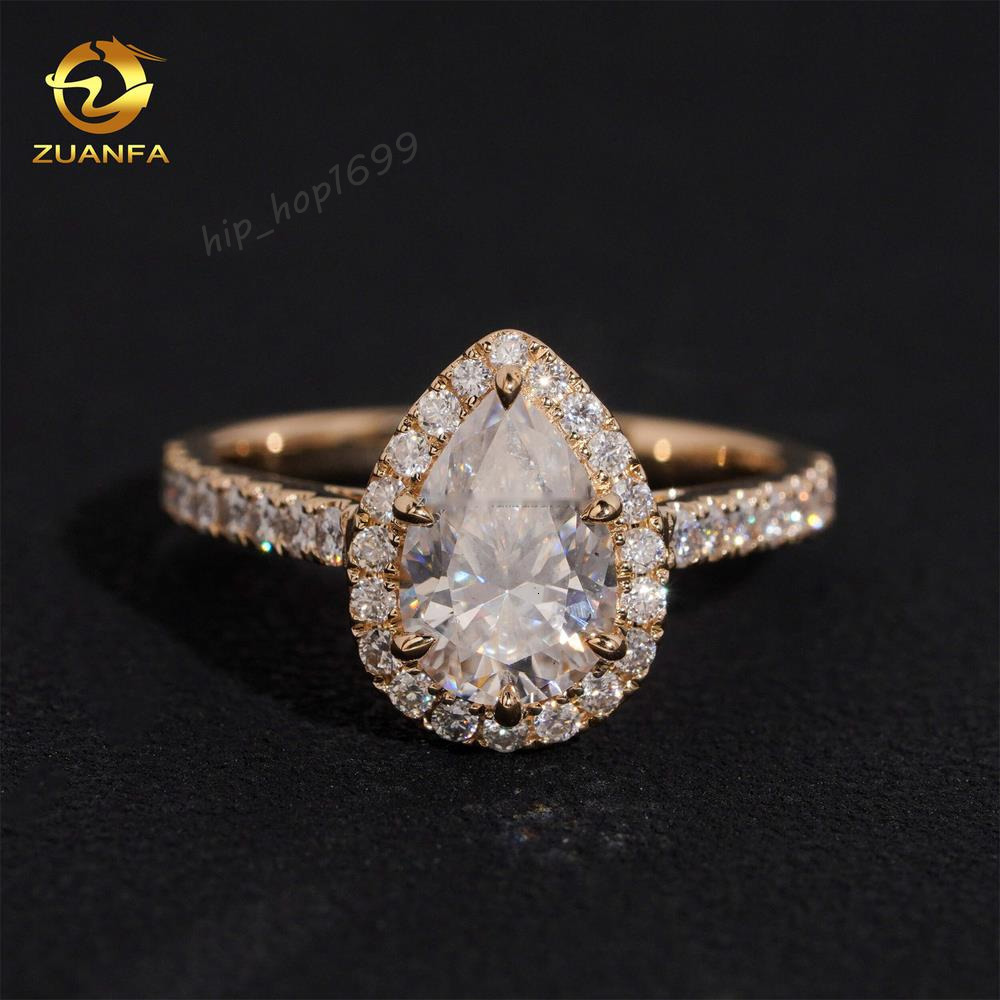 Hidden Halo Luxury IGI Certificate Female 14k Gold Wedding Bridal Gorgeous 1.5ct Pear Lab Grown CVD Diamond Engagement Band Ring