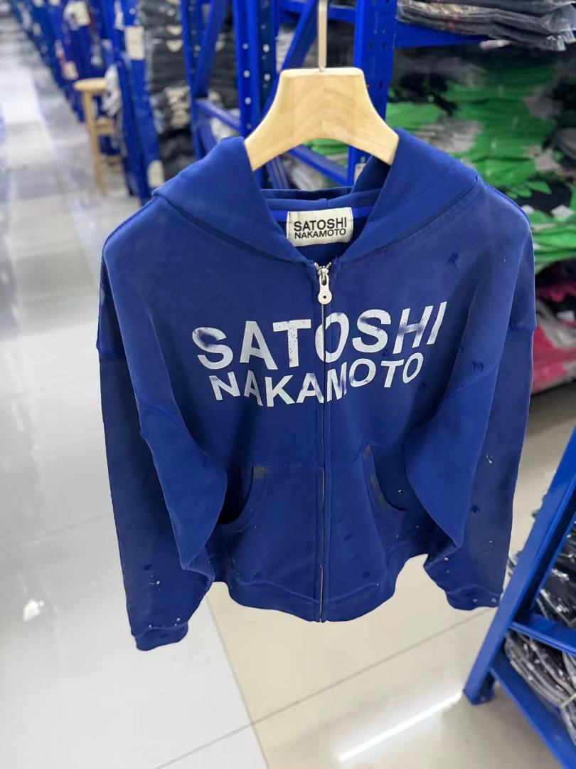 Satoshi Zipper Cotton Hooded Oversized Men Women Winter Hoodies Letter Logo Printing Black Blue Coat Autumn Hoodie Wash Mdng261019