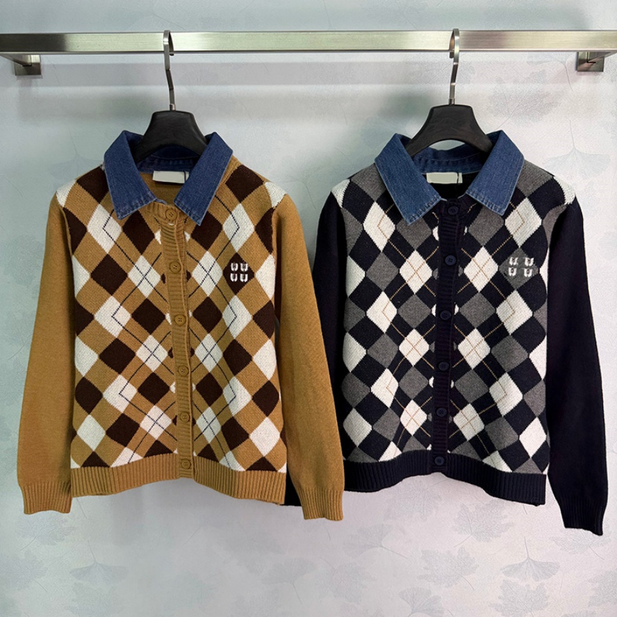 High End Women Plaid Knit Cardigan Preppy Style Casual Commute Sweater Cardigan Autumn Slim Fit Luxury Buttons Cardigan
