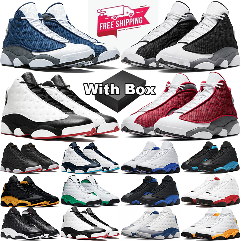 with box free shipping 13 13s casual shoes designer Black Flint Hyper Royal Wolf Grey White Bred Playoffs women mens trainers outdoor sports sneaker