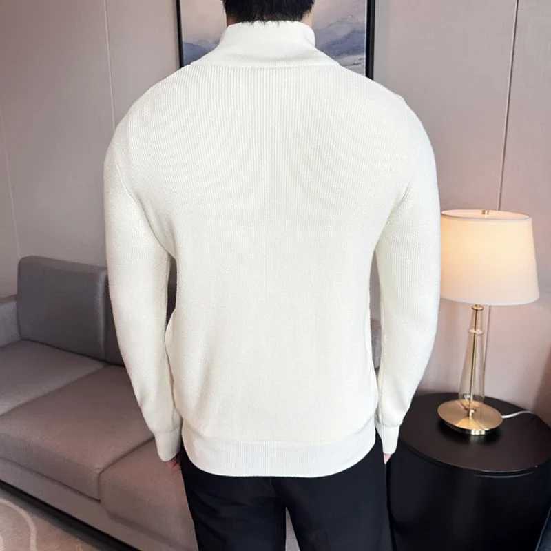Solid Winter Stretch Autumn and Color Zipper Cardigan Daily Casual Men's Business Casual Sweater.Stand-up Collar Coat M261016