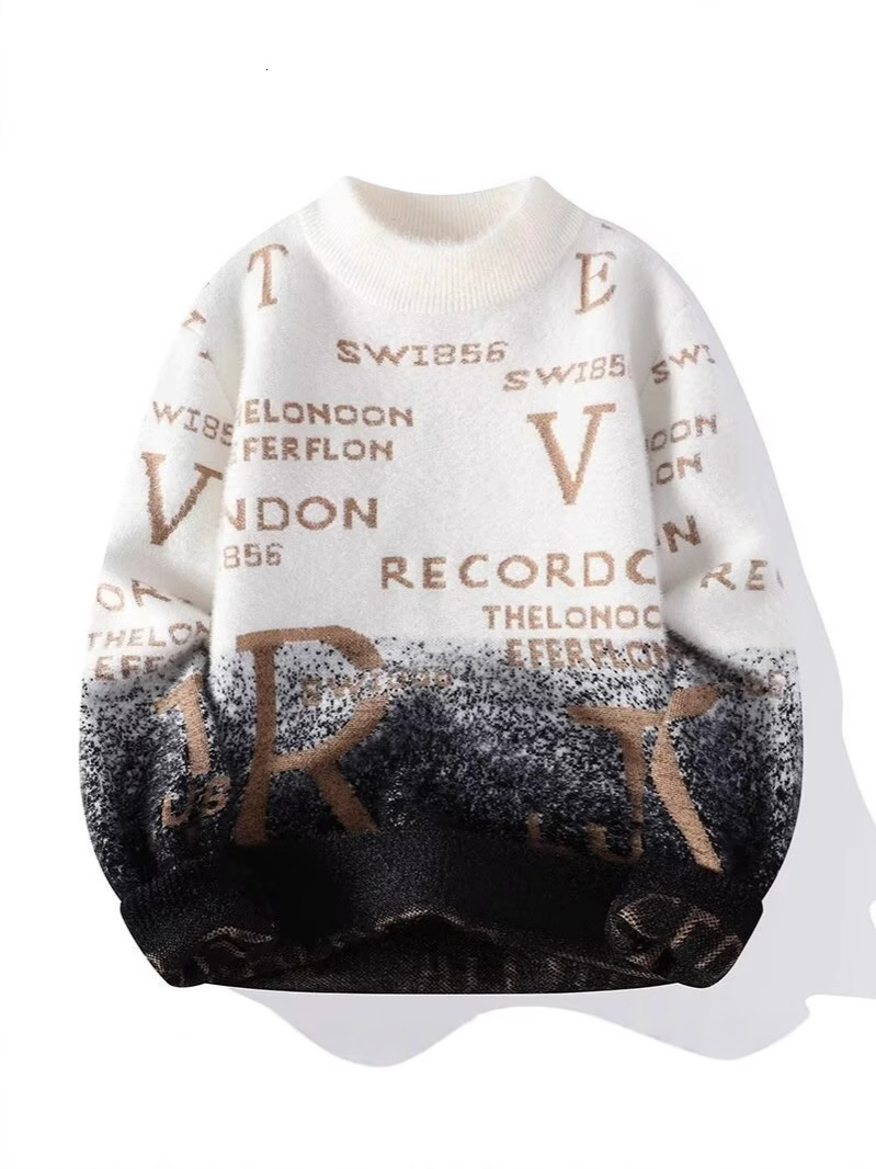 Men Mock Neck Sweater Autumn Winter Solid Color Japanese Minimalist Casual Base Layer Handsome Knitted Pullover Knitwear