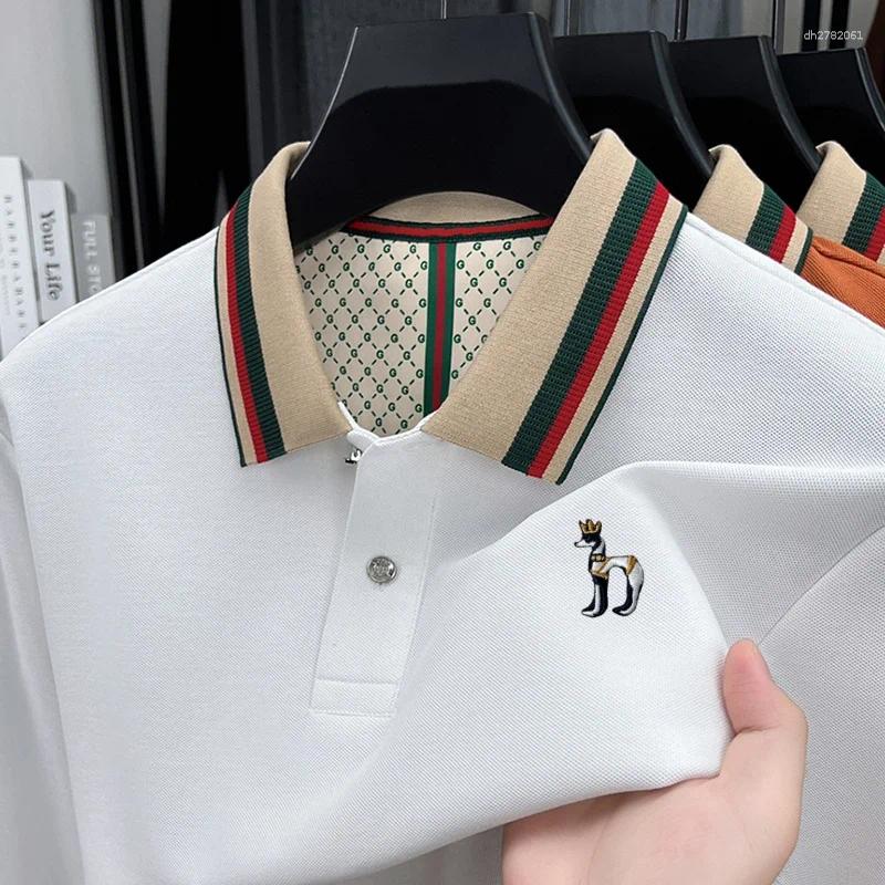 High Quality Men's Embroidery Print Polo Shirt Original Solid Color Long Sleeve Lapel Cotton T-shirt Fashion Business Wear