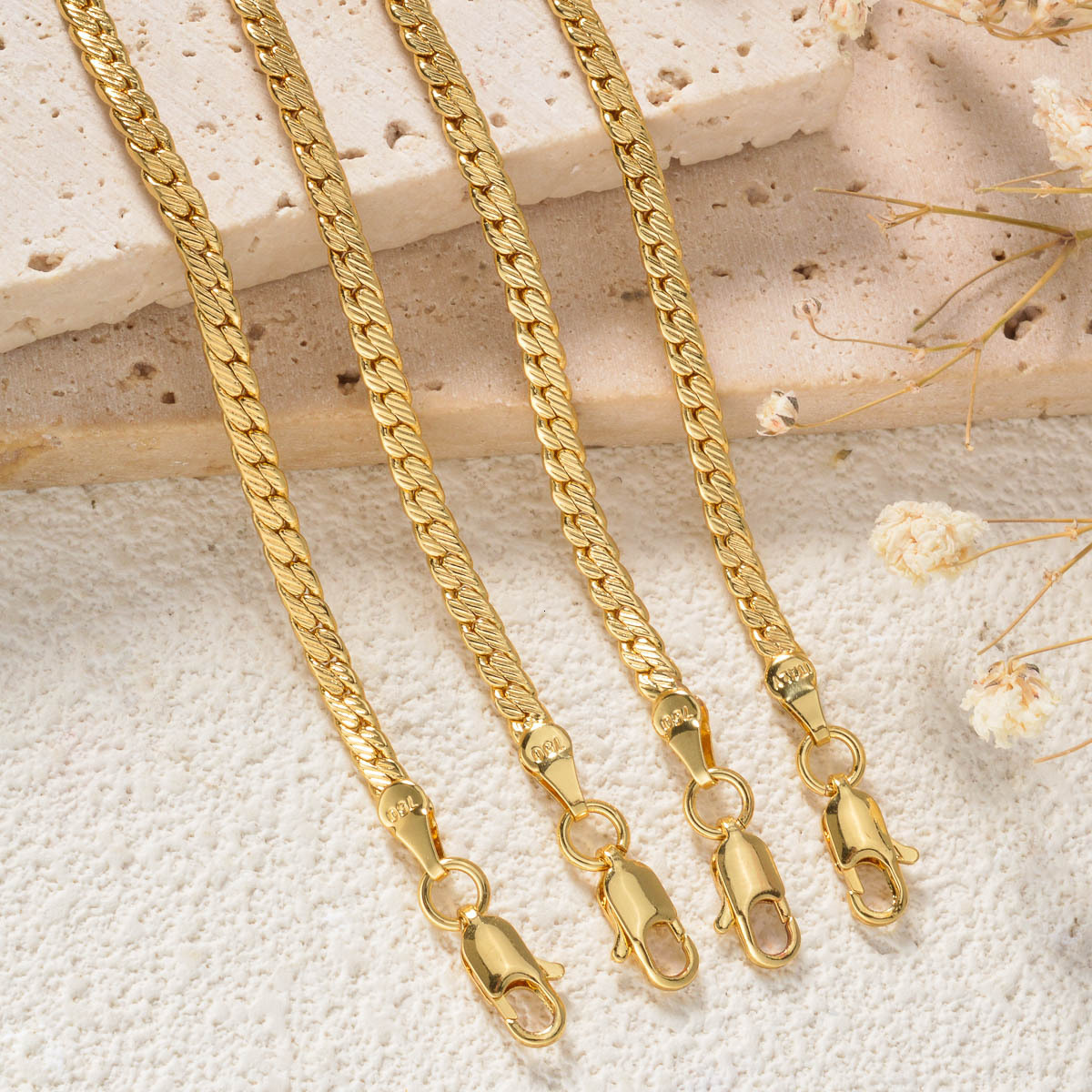 European and American men's gold-plated necklaces, horsewhip chains, hip-hop style, punk, light luxury, trendy fashion necklaces wholesale