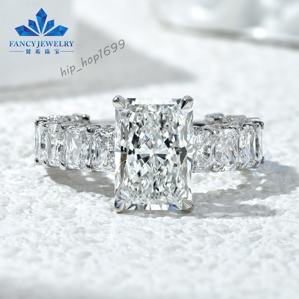 Engagement Ring 10K 14K White Gold 5CT Radiant Cut Lab Created Diamond Ring Wedding Ring IGI Certified Lab Grown Diamond U Pave