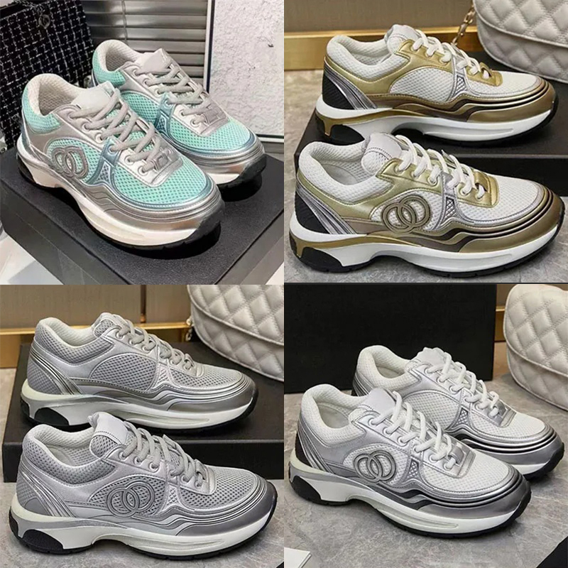 With box dersigner sneakers black white sneakers womens luxury high quality shoes designer shoes Reflective Trainers Silver Mesh shoes 36-45
