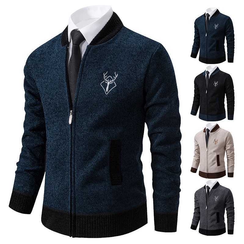 Men's Knitted Sweater Clothing Cardigan Korean Style Long Slve Flce Warm Overcoat Baseball Jumper New Wool Sweatercoat M261016