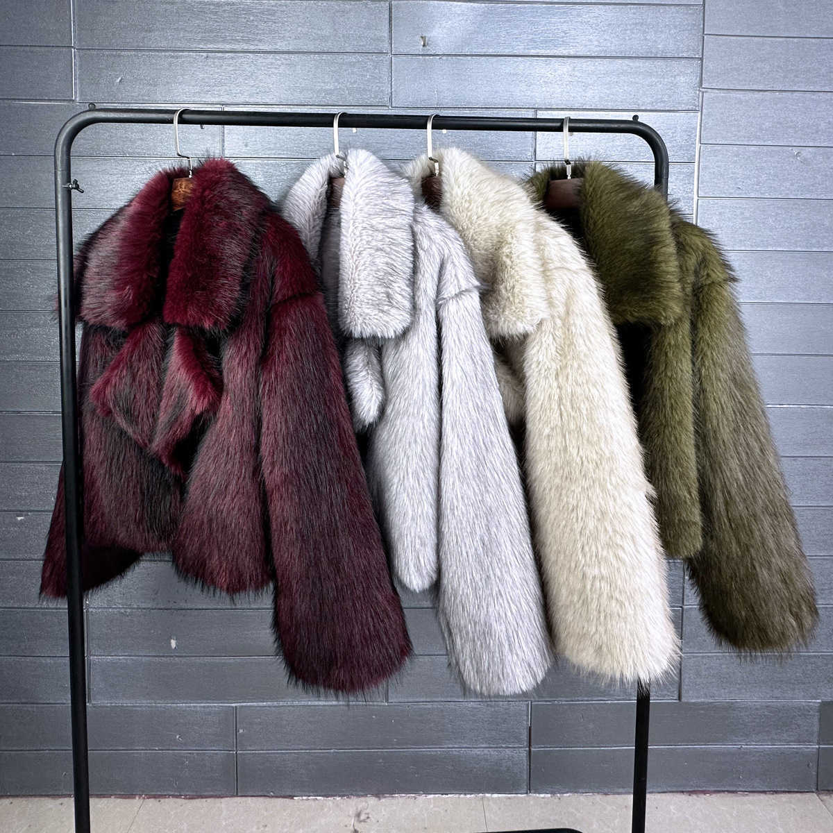 Fur Women Coats Solid Short Jackets Long Notched Collar Open Straight Elegant Casual 2026 Autumn Winter S261016K8BG