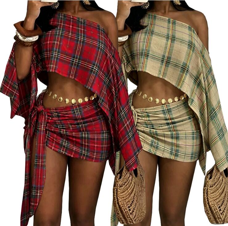 Women's casual Dress 2026 summer seaside vacation breathable sloping collar off shoulder top with straps women's hip hugging short Two Pie