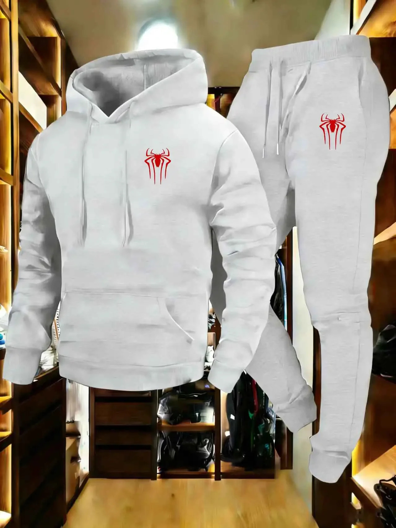 Trendy Printed Fashionable Mens and Womens Sports Suit Comfortable Mens Casual Hooded Sweatshirt Long Pants TwoPiece S 261019