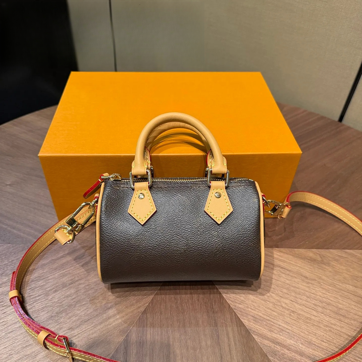Lvslynessity bag Designer bag Mini Nano Speeddy 16cm Shoulder light gold hardware Classic Women Top quality Leather handbag Pillow Purse Crossbody L