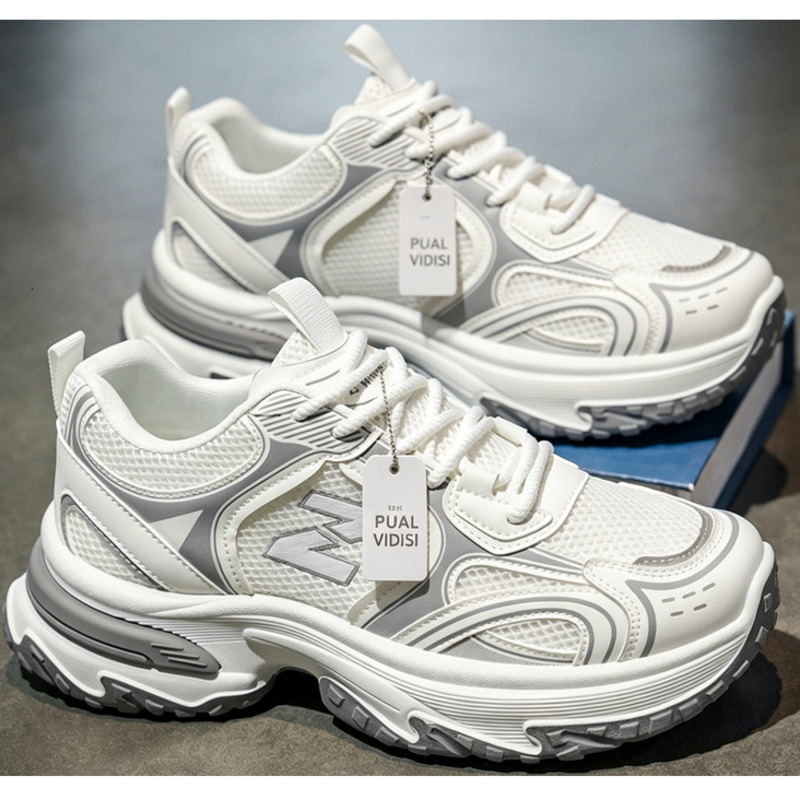 Women's Chunky Sneakers Breathable Mesh Platform Dad Shoes Autumn New Mesh Men's Trendy Versatile Thick-Soled Height-Increasing Casual Spo