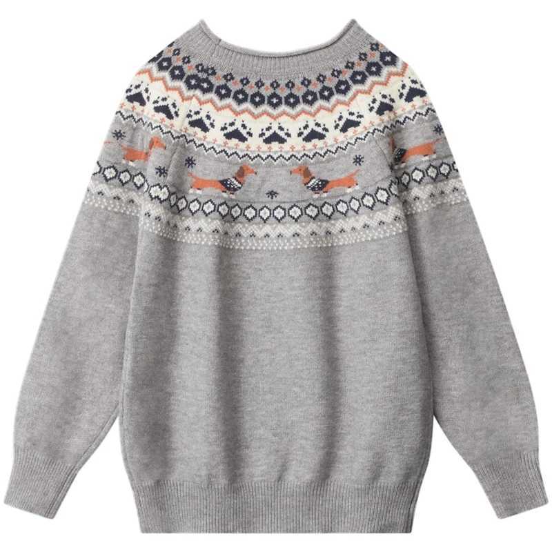 Male Fair Sweater Cartoon Pattern Knitwear Ethnic-Style Pullover Autumn Winter Men's Jacquard Christmas Sweater Pullover M261016