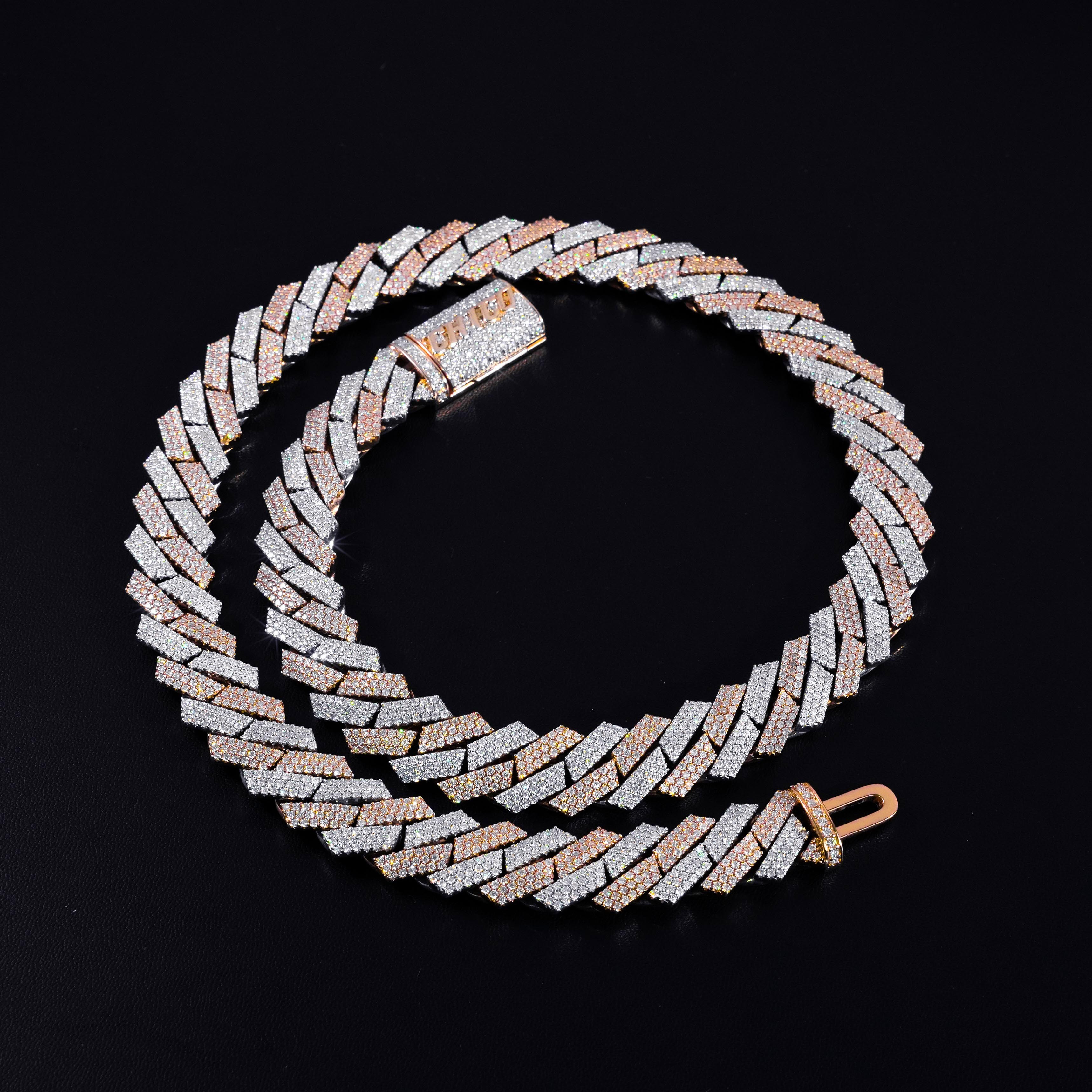 18mm Moissanite Cuban Link Chain VVS Iced Out Hiphop Cuban Chain 925 Sterling Silver Sparkling Custom Moissanite Chain