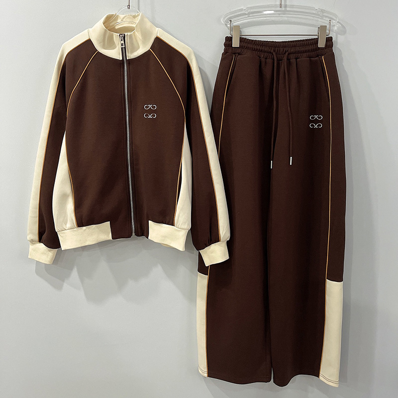 Women Retro Color Block Tracksuit Raglan Sleeve Zip Jacket Wide Leg Pants Autumn Winter Casual Christmas Festival Set for Women