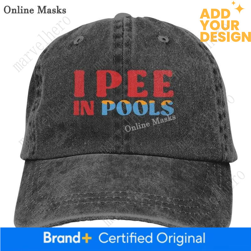 I PEE IN POOLS Funny Denim Cap Vintage Washed Distressed Baseball Cap Adjustable Dad Hat Trucker Cap For Unisex Gifts