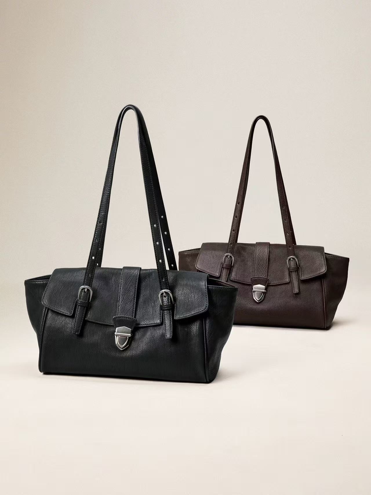 Original Baguette-Style Briefcase, Niche New Model For Women, High-End Casual Commuter Handbag, Retro Simple Shoulder And Underarm Bag Kl928