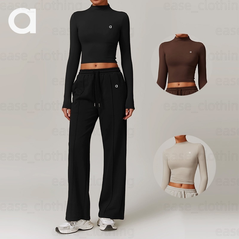 Aloismitys Women's Casual Sports Hoodie Set High Waisted Wide Leg Slimming Long Sleeve Comfortable Running and Fitness Set