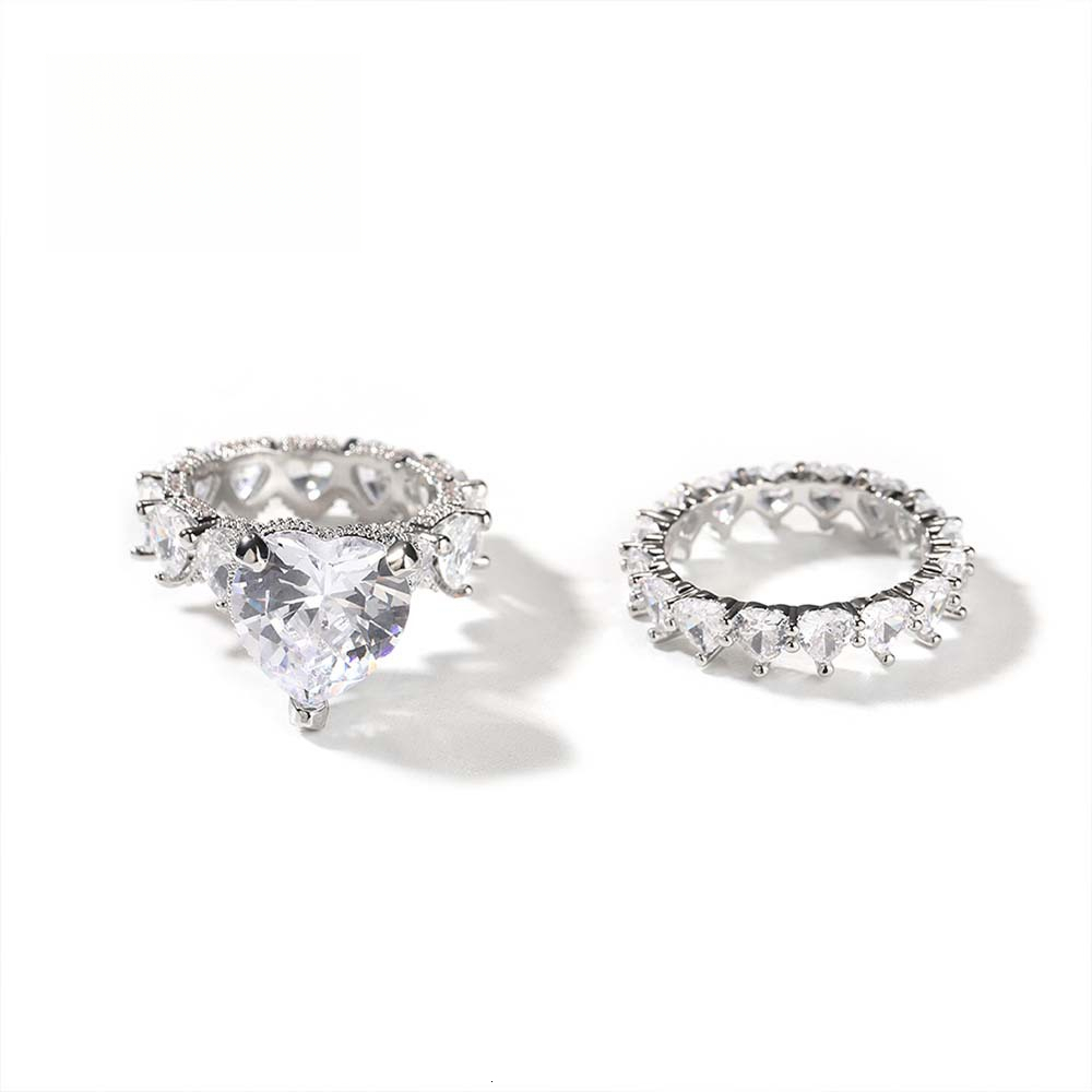 Heart for Out D VVS Diamond Women, Niche Design, Light Luxury Fashion Heart-shaped Ring, High-end Ring Luxury Iced Set Luxury Iced