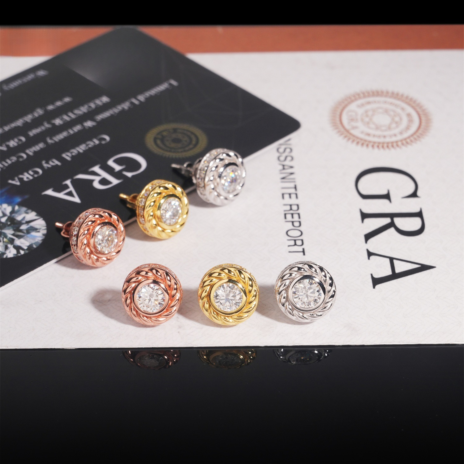 New 10mm round, high-quality, earrings featuring a unique design, made of S925 silver and inlaid with moissanite