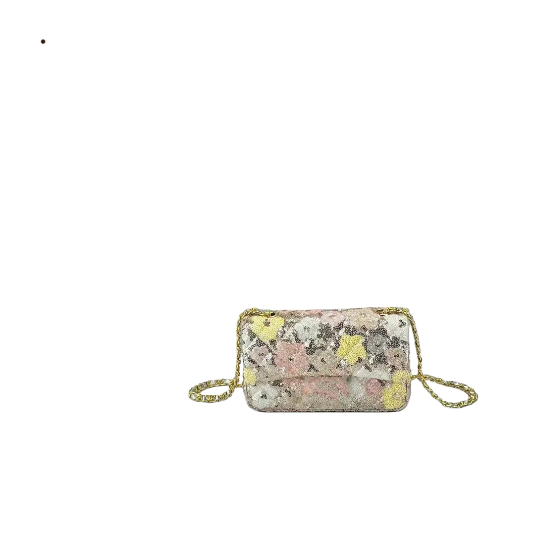 Luxury fashion classic shoulder bag, high-end luxury handbag, women's Sequins bead chain cross-body bag, simple style one-shoulder handbag