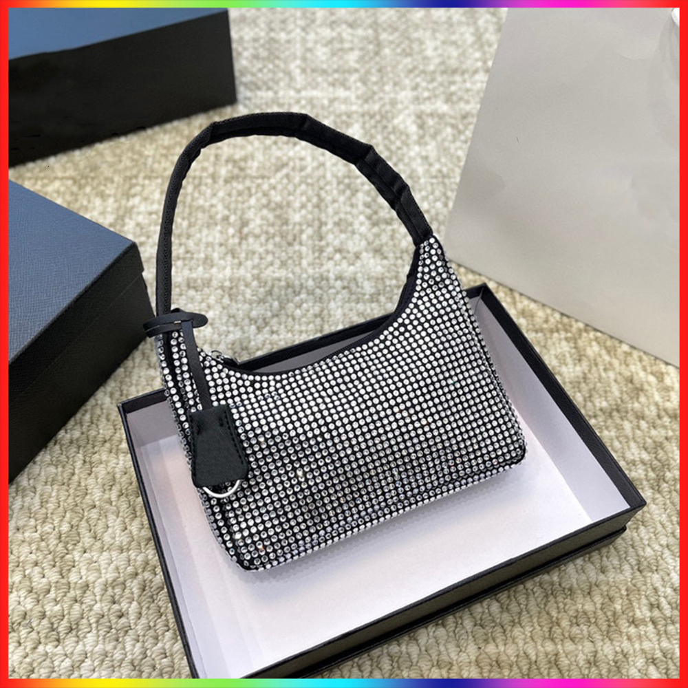 5A Luxury Designer Women Triangle symbol Rhinestone Hobo handbags Shoulder Bag High Quality Classic Underarm crossbody Bags Fashion Lady Purses Wall