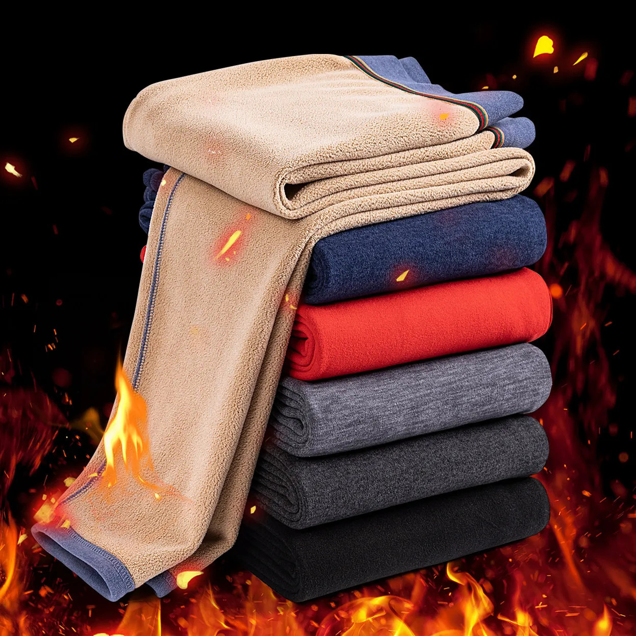 Men's Winter Thermal Underwear Camel Hair Lined Ultra Soft Solid Color Man Pants Warm Legging Thermal Male Clothes Plus 8XL 7XL 261014