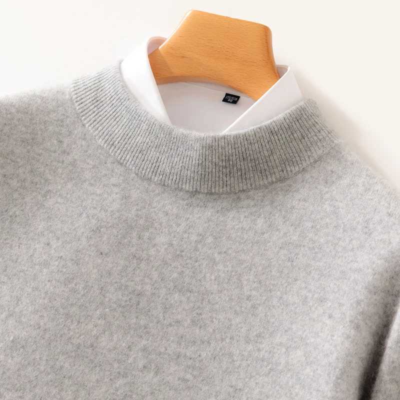 Pullover Fall/Winter New Sweater Wool Cashmere Shirt Men's Semi-high Neck Long Slve Loose Knitted Bottom Shirt M261016