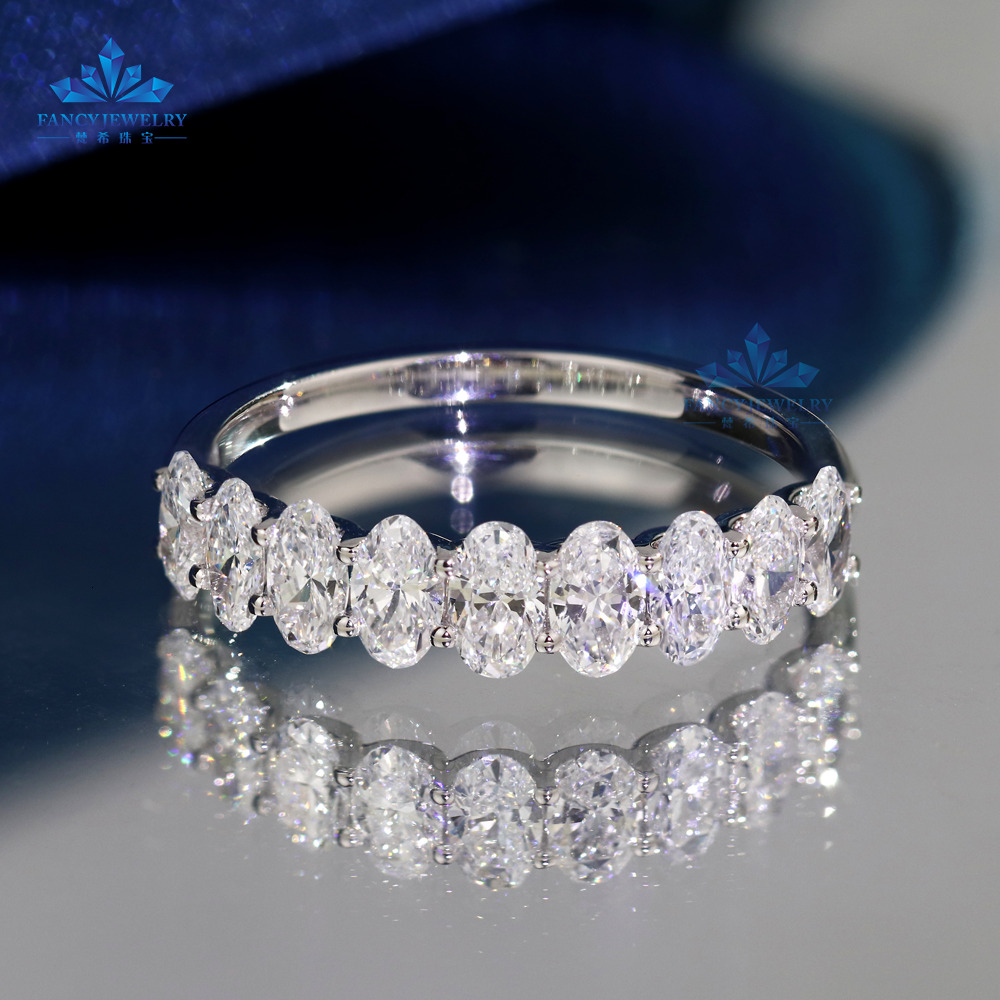Factory High End Custom 3x5mm Moissanite Diamond Band Ring 14K White Gold Engagement Gift Rings for Women