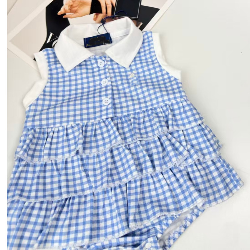 Baby Designer Jumpsuit Romper Summer Kids Clothes Cute Newborn Bodysuit Polo Collar Short Sleeve Tutu Dress Jumpsuits Outfit