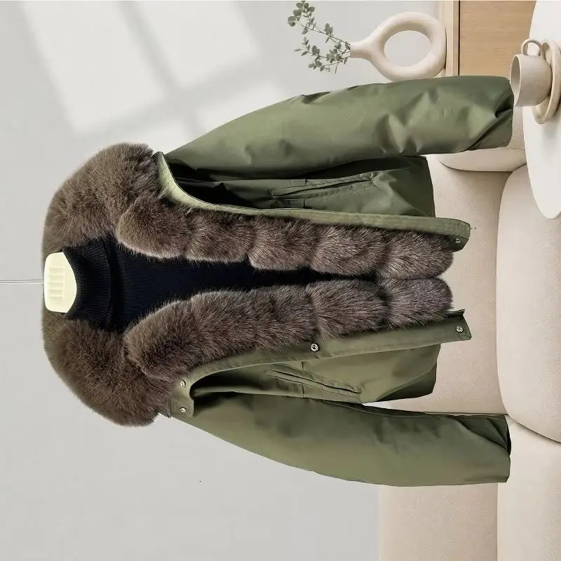 2026 Detachable Big Fur Collar Short Parkas Womens Winter Down Cottonpadded Jacket Loose Outerwear Student Thicken Warm Coats 261019