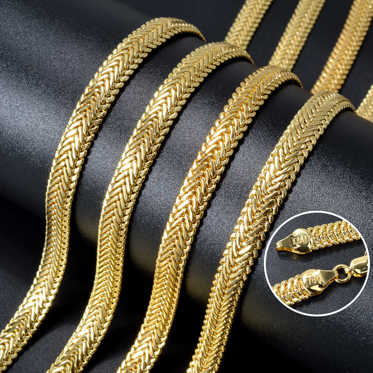 European and American Men's Hip-Hop Accessories Vacuum Electroplated Non-Fading Gold-Plated Cuban Chain Encrypted Necklace Wholesale