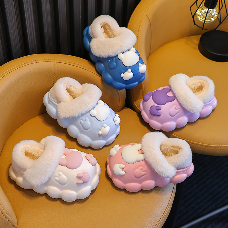 Boys Girls Cozy House Warm Plush Winter Cotton Slippers Kids Cute Indoor Shoes J261019