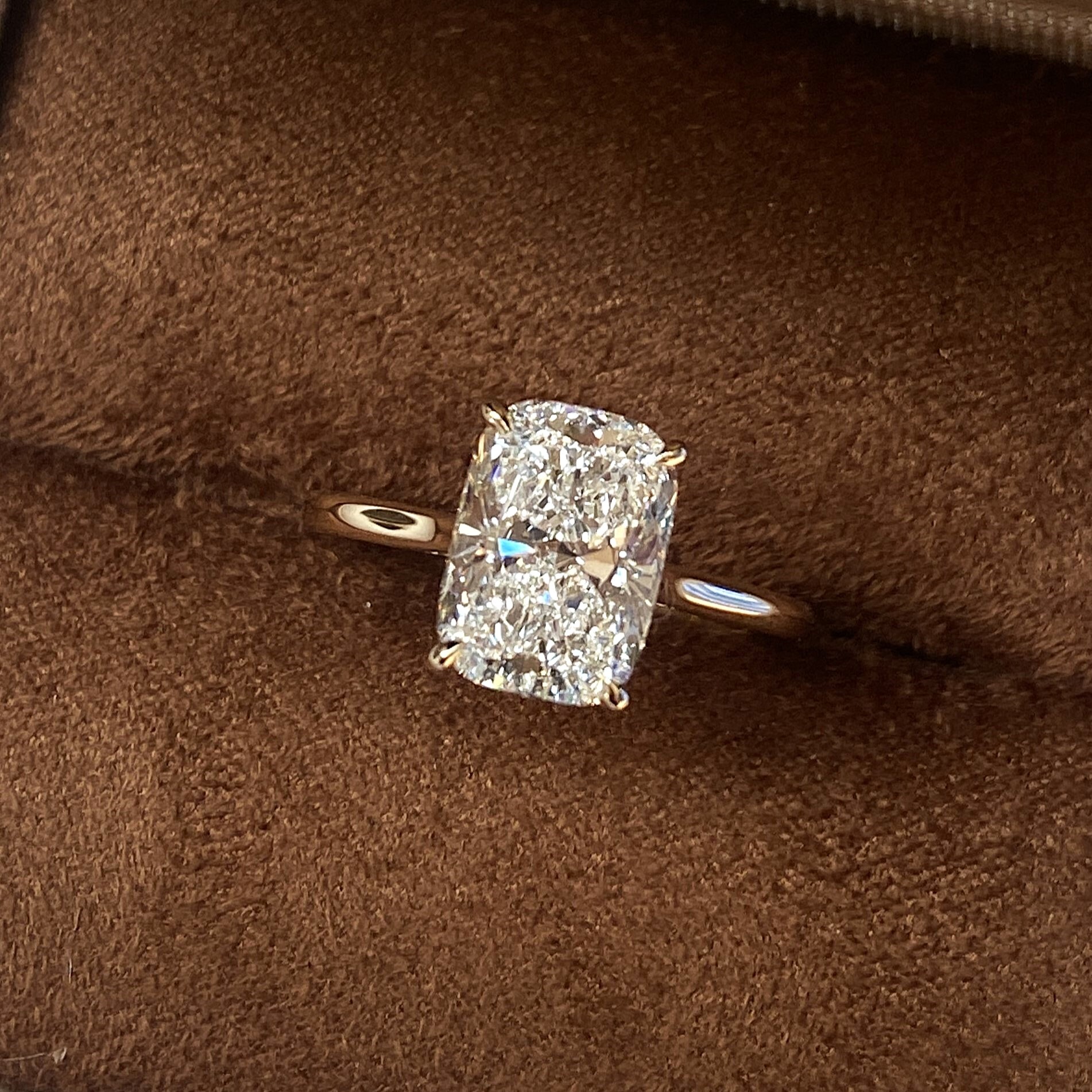 Fashion Jewelry Ring Manufacture Custom D E F Vvs1 VS Cushion Cut 18k 14k Gold Lab Grown Diamond Ring Synthetic Diamond Ring