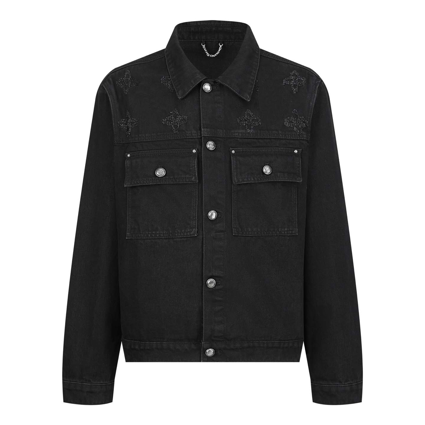 Men's high quality denim jacket fashion jacquard pattern patchwork design US size luxury brand designer jacket