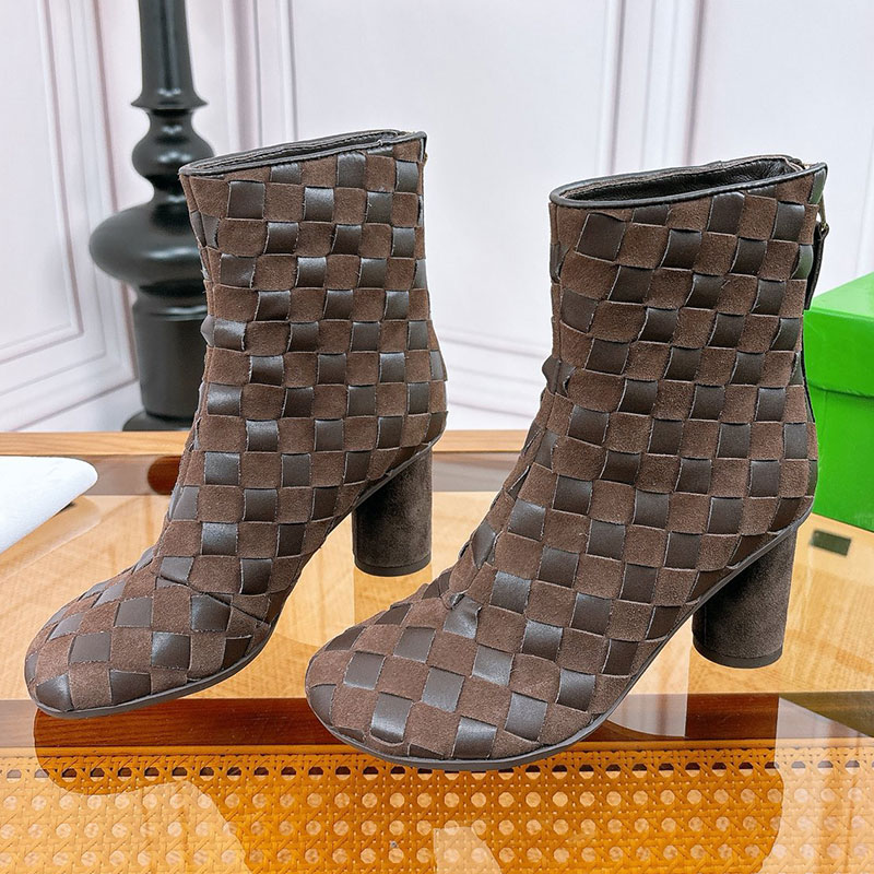 Cherry Ankle Boot Designers Winter New Boots Luxury Womens Boots Anti slip Wear resistant Leather outsole Boots Intreccciato Leather Kitten keeping
