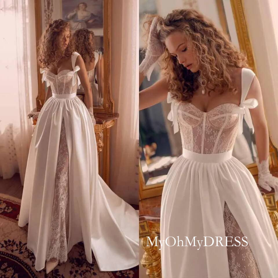 Customized Mermaid Wedding Dresses Beach Elegant Illusion Lace Appliques Bridal Gowns Formal Bride Dress Y016