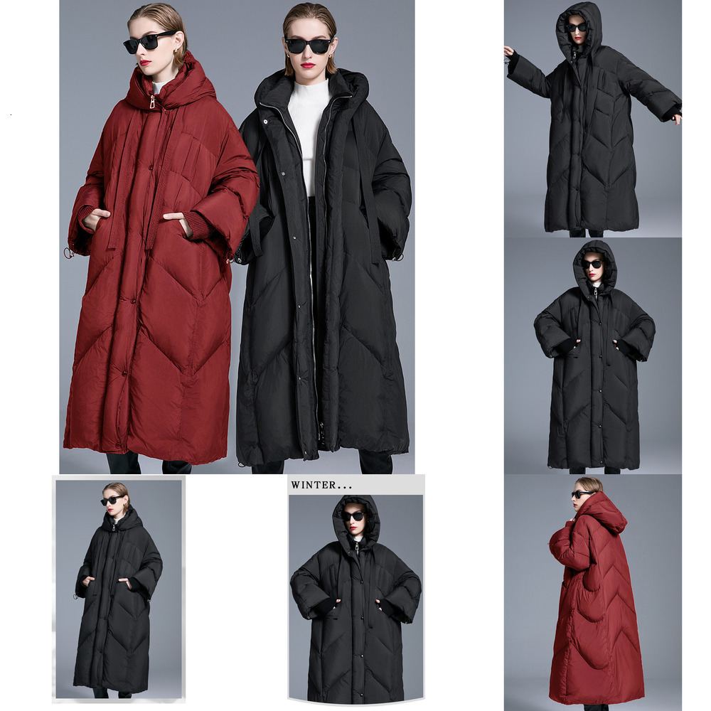 2026 winter new collection thickened quilt-style oversized down jacket for women, long and loose fit, slimming effect, white duck down outerwear