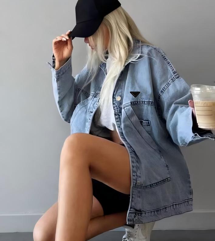 women jeans jackets long sleeve loose blue letter logo Luxury Brand Clothes womens designer coat rada1016