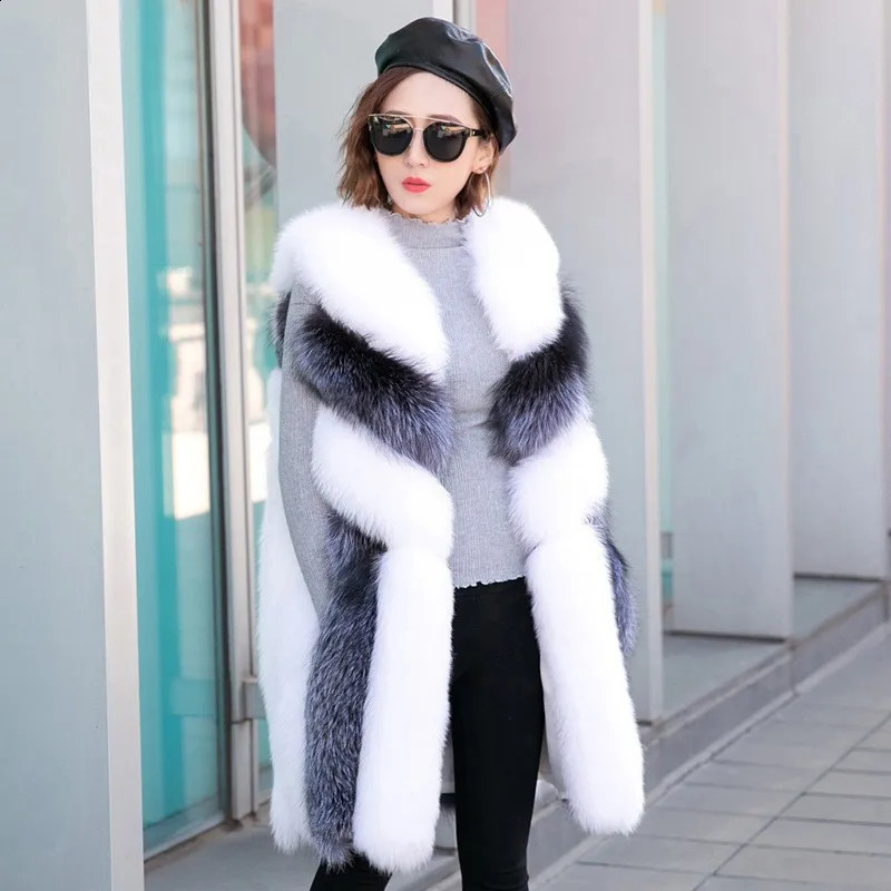 Arrival Colored Long Faux Fur Vest Women Sleeveless Faux Jacket Fur Coats Gilet Fourrure Clothes 261014