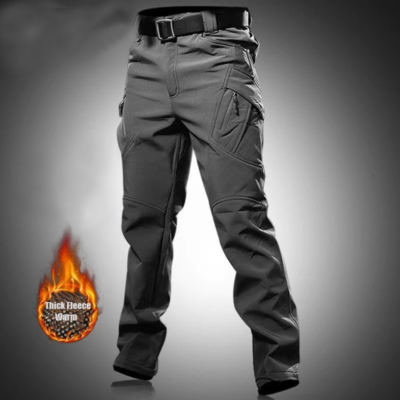 Mens City Cargo Autumn Winter Fleece Softshell Hiking Pants Fishing Climbing Trekking Casual Hunting Camping Trousers M5XL 261019
